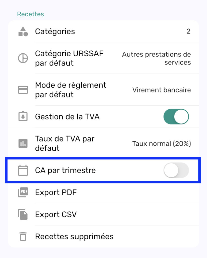 Déclarer le chiffre d'affaires