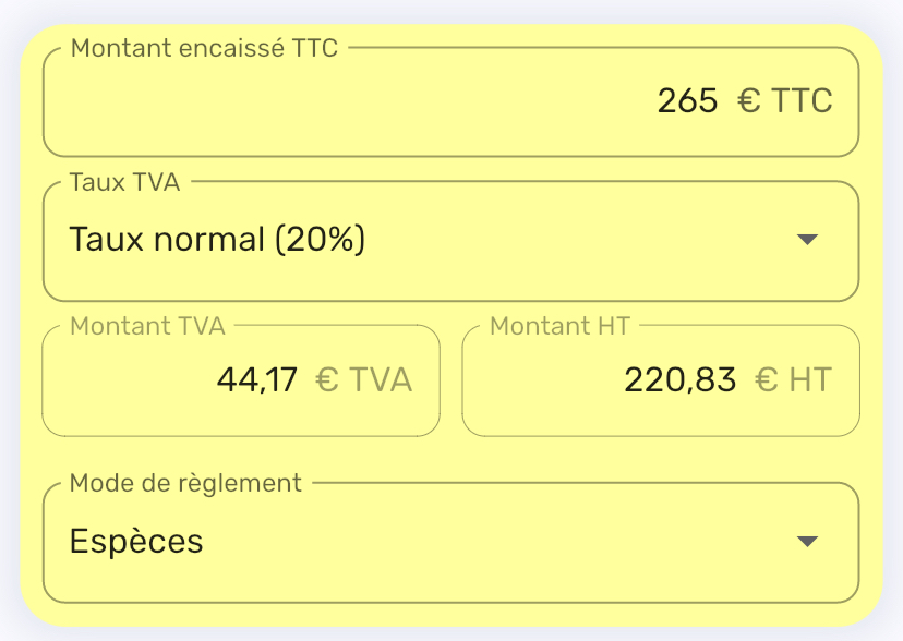 Montant TVA de la recette