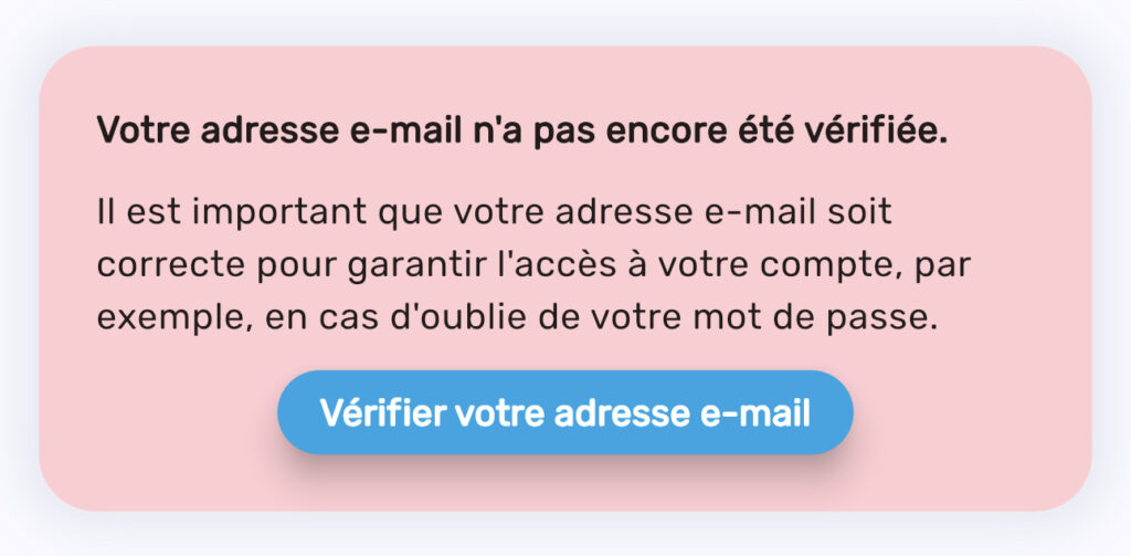 Vérification de l'adresse e-mail