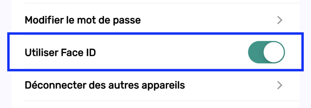 Sécurité après l'activation du Face ID