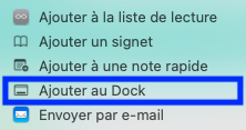 Ajout de l'application au Dock