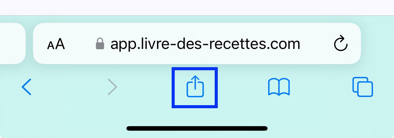 Livre des recettes dans le navigateur Safari sur iPhone