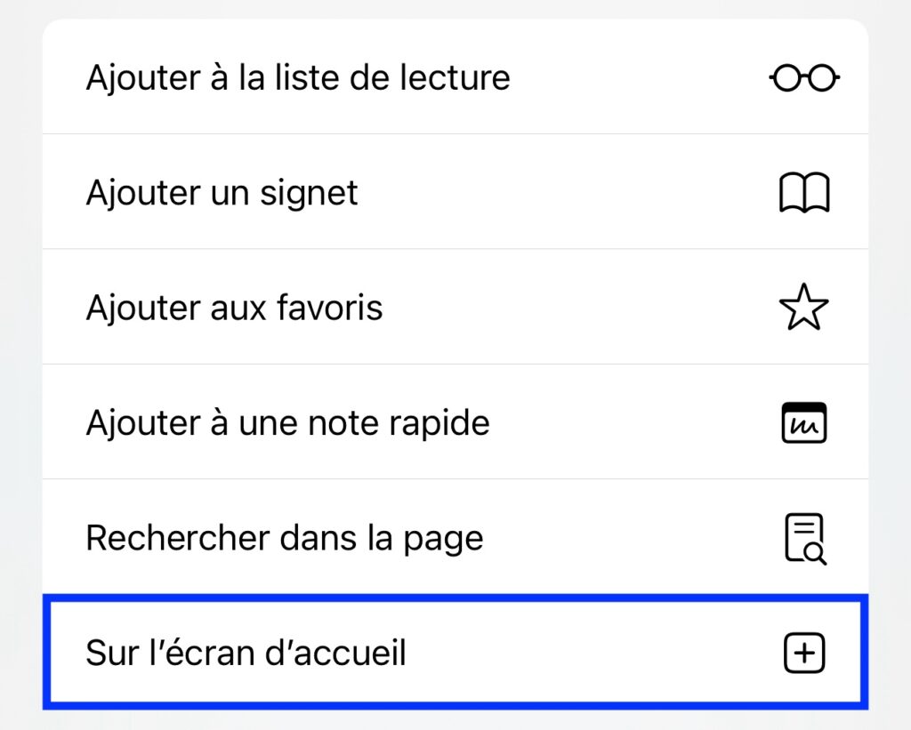 Ajout de l'application sur l'écran d'accueil